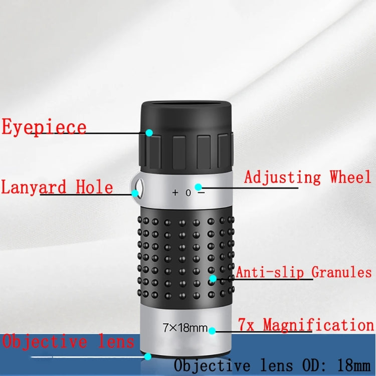 7 x 18 Mini Monoculars Telescope for Hunting Golf Hiking Bird Watching, Spec: Crosshairs