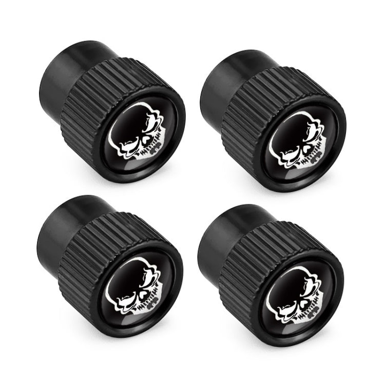 4pcs /Set Skeleton Car Tire Universal Aluminum Valve Cap(Black)