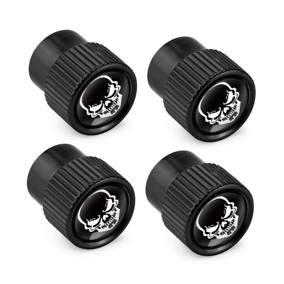 4pcs /Set Skeleton Car Tire Universal Aluminum Valve Cap(Black)