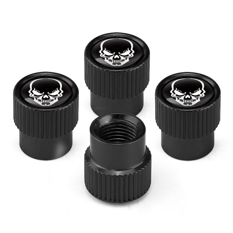 4pcs /Set Skeleton Car Tire Universal Aluminum Valve Cap(Black)