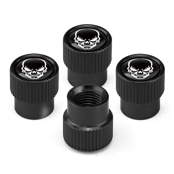 4pcs /Set Skeleton Car Tire Universal Aluminum Valve Cap(Black)