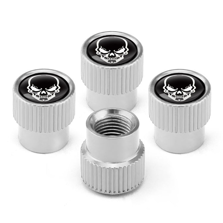 4pcs /Set Skeleton Car Tire Universal Aluminum Valve Cap(Silver)