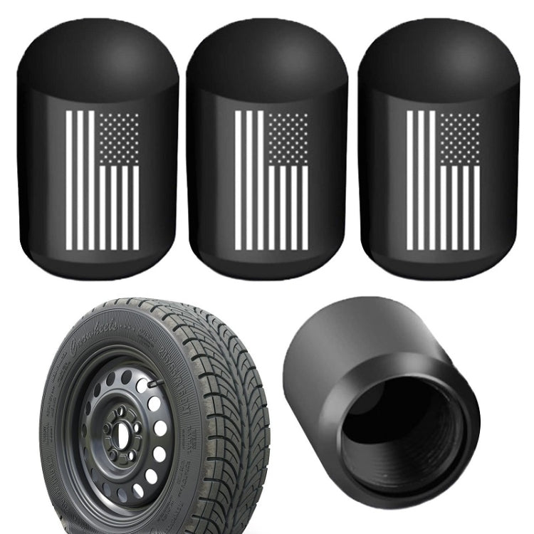 4pcs /Set Car Tire Capsule Aluminum Alloy Screw Dustproof Valves(Black)