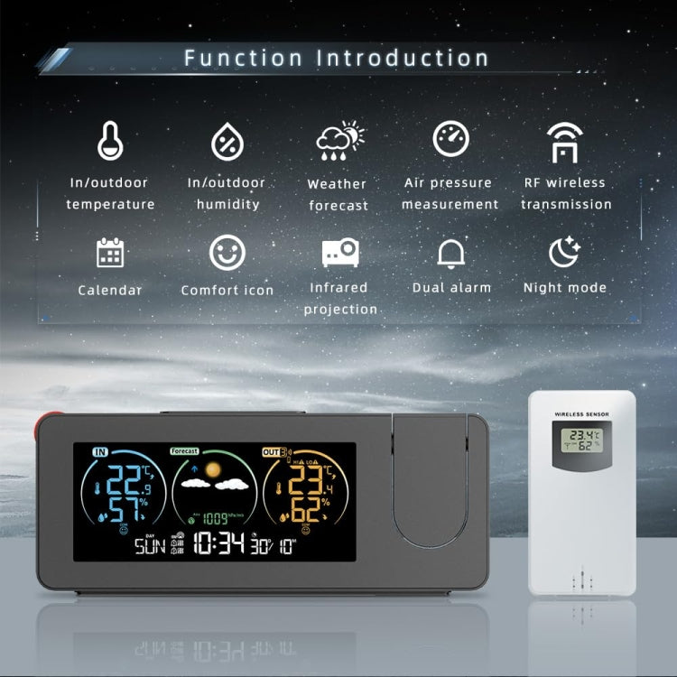 Perpetual Calendar Weather Forecast Color Screen Digital Display Projection Clock(USB)