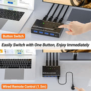 KC-KM434B USB3.0 4 Port USB Shared Device 4 Port Printer Sharing Device Keyboard Mouse Switch