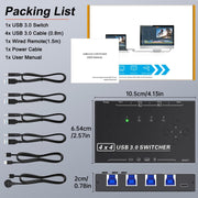 KC-KM434B USB3.0 4 Port USB Shared Device 4 Port Printer Sharing Device Keyboard Mouse Switch