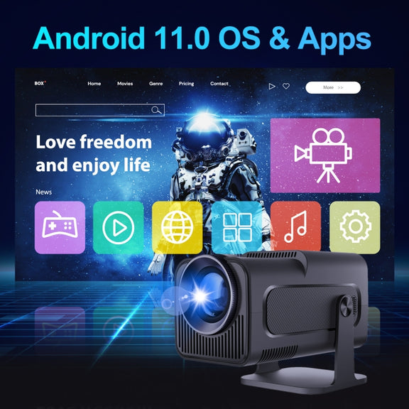 HY320 1080P 390ANSI 4K Android 11 Projector With Wifi 6 Bluetooth 5.0 Support Miracast / Airplay / DLNA US Plug