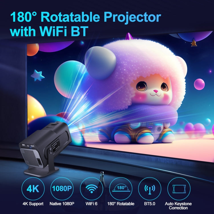 HY320 1080P 390ANSI 4K Android 11 Projector With Wifi 6 Bluetooth 5.0 Support Miracast / Airplay / DLNA US Plug