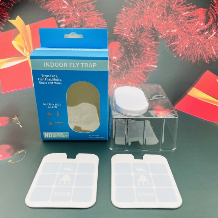 Plug-In Refillable Fly Trap For Flies, Moths, Gnats, And Other Flying Insects With 2 Glue Cards EU Plug(White)