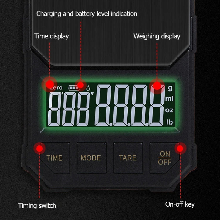 Battery Model 1kg/0.1g Portable Toolbox Digital Scale Jewelry Weighing Tool with Timing
