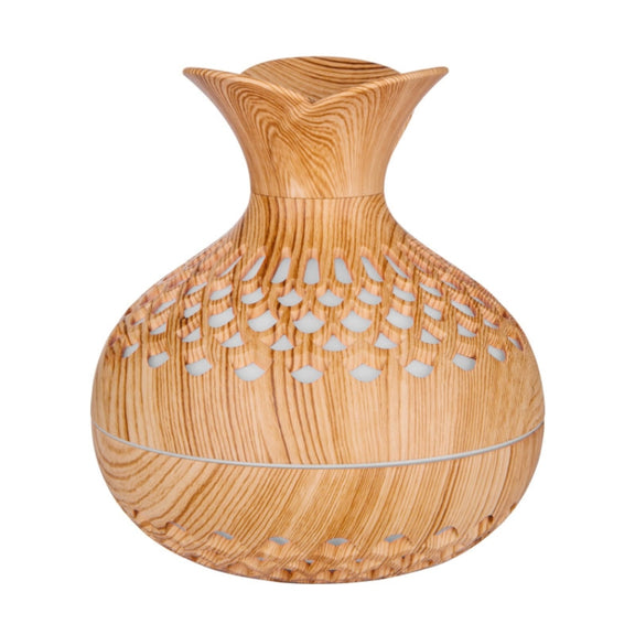 LED Light Aromatherapy Diffuser Home Small Vase Quiet Humidifier Aromatherapy Diffuser 2 In 1(Shallow Wood)