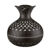 LED Light Aromatherapy Diffuser Home Small Vase Quiet Humidifier Aromatherapy Diffuser 2 In 1(Dark Wood)