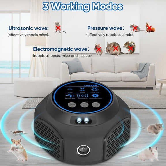 219 Intelligent Ultrasonic Multi-dimensional Frequency Conversion Home Indoor Mouse Repeller(Black)
