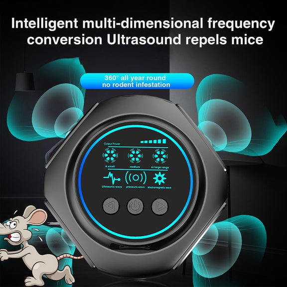 219 Intelligent Ultrasonic Multi-dimensional Frequency Conversion Home Indoor Mouse Repeller(Black)