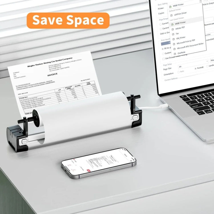 Phomemo 2 Rolls Letter Thermal Paper Use With M08F Printer Holder For M832/M833/M834/M835/P831/Q302 Printer