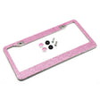 US Standard Stainless Steel License Plate Modified Frame With Diamonds, Color: Round Hole Pink Diamond - License Plate Covers & Frames by PMC TechLife | Online Shopping South Africa | PMC TechLife | Buy Now Pay Later Mobicred