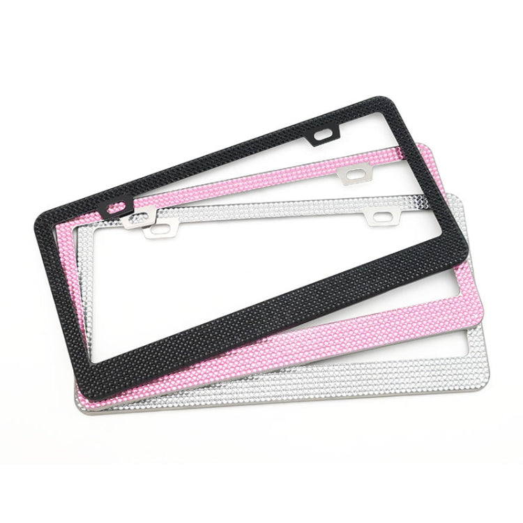 US Standard Stainless Steel License Plate Modified Frame With Diamonds, Color: Round Hole Black Diamond