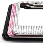 US Standard Stainless Steel License Plate Modified Frame With Diamonds, Color: Round Hole Black Diamond
