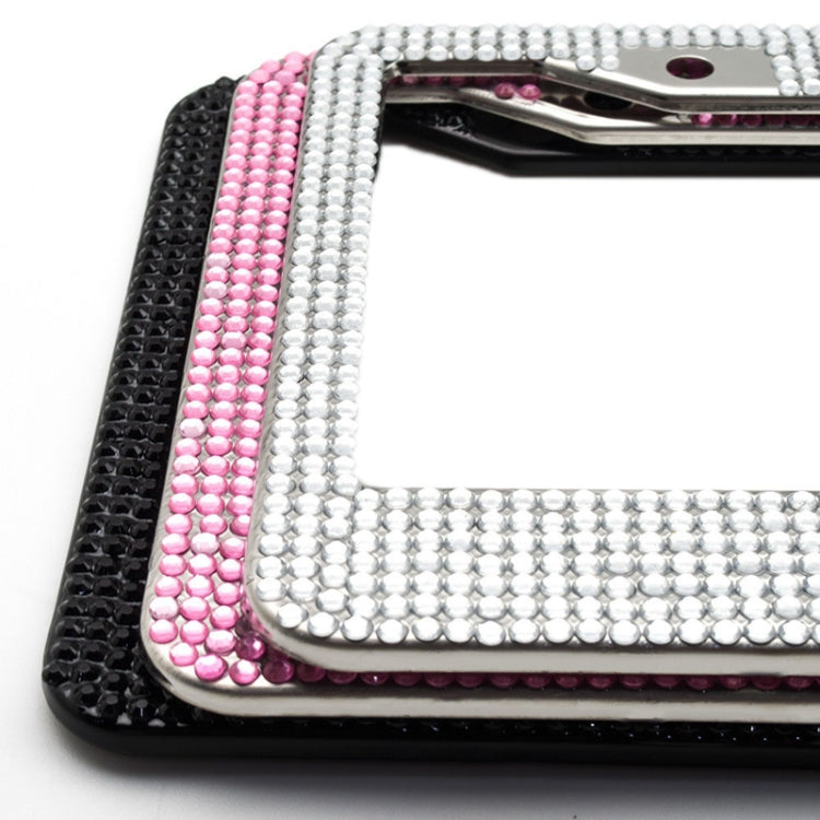 US Standard Stainless Steel License Plate Modified Frame With Diamonds, Color: Round Hole Black Diamond
