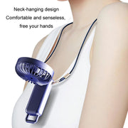 Portable Digital Display Hanging Neck Mute Small Fan USB Charging Handheld Foldable Fan(White)