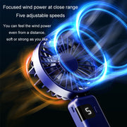Portable Digital Display Hanging Neck Mute Small Fan USB Charging Handheld Foldable Fan(White)
