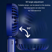 Portable Digital Display Hanging Neck Mute Small Fan USB Charging Handheld Foldable Fan(White)