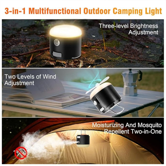 Outdoor Camping Tent Hanging Ambient Light Magnetic Spray Humidification Fan(White)