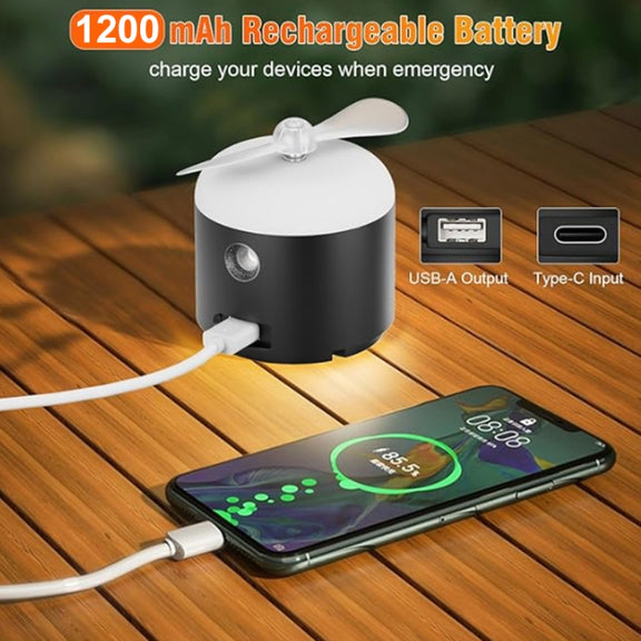 Outdoor Camping Tent Hanging Ambient Light Magnetic Spray Humidification Fan(White)
