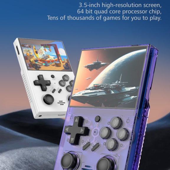 R35PLUS 3.5 Inch Handheld Game Console Built-in 64G 10,000+ Games(Transparent Black)