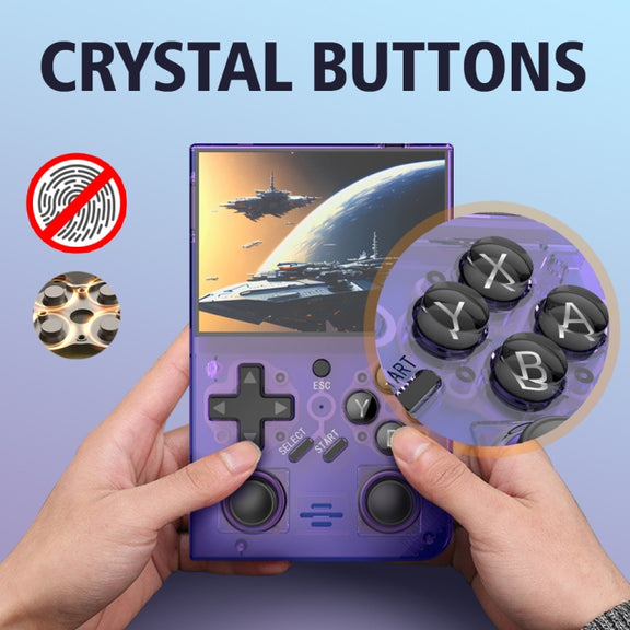 R35PLUS 3.5 Inch Handheld Game Console Built-in 64G 10,000+ Games(Transparent Black)