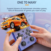 R35PLUS 3.5 Inch Handheld Game Console Built-in 64G 10,000+ Games(Transparent Black)