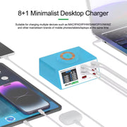 RELIFE RL-309AW  QC3.0 PD Fast Wireless Charger With LCD Display 8 Ports(US Plug)