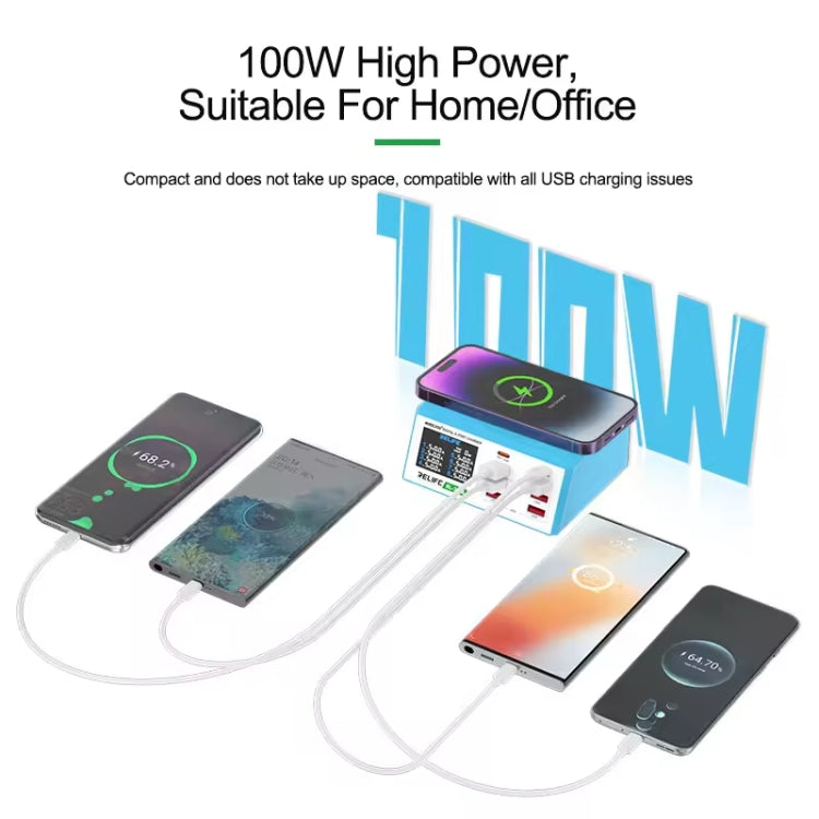 RELIFE RL-309AW  QC3.0 PD Fast Wireless Charger With LCD Display 8 Ports(US Plug)