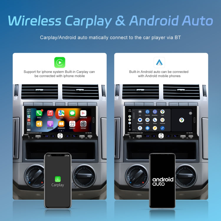Single Spindle 6.9 inch MP5 With Knob Player Carplay Function Car MP4 Backup Camera, Specification: Standard+12 Light Camera