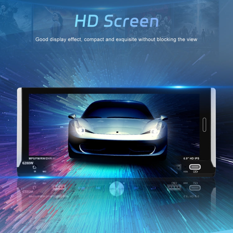 Single Spindle 6.9 inch MP5 With Knob Player Carplay Function Car MP4 Backup Camera, Specification: Standard+AHD Camera