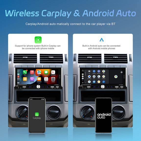 Single Spindle 6.9 inch MP5 With Knob Player Carplay Function Car MP4 Backup Camera, Specification: Standard+12 Light Camera