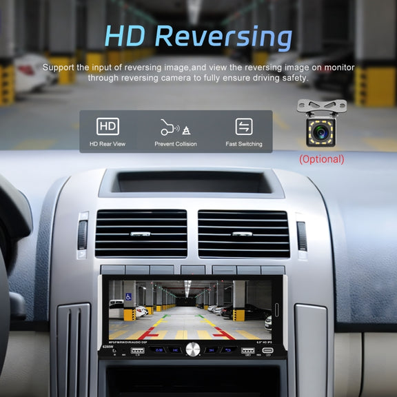 Single Spindle 6.9 inch MP5 With Knob Player Carplay Function Car MP4 Backup Camera, Specification: Standard+12 Light Camera