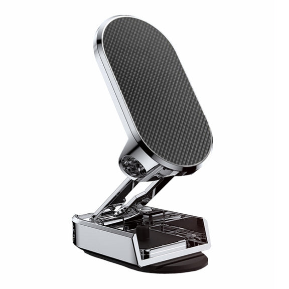 D11 Magnetic Folding Car Phone Holder Rotatable Dashboard Stick-On Navigation Stand(Silver Frosted)