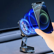 D11 Magnetic Folding Car Phone Holder Rotatable Dashboard Stick-On Navigation Stand(Black Frosted)