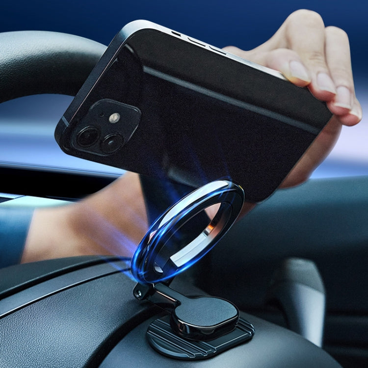 D21 Magnetic Folding Car Phone Holder Rotatable Steering Wheel Stick-On Navigation Stand