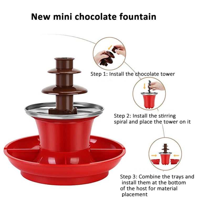 35W  3 Tier Chocolate Fountain  Mini Fondue Set with Hot Melting Pot Base 220V EU Plug