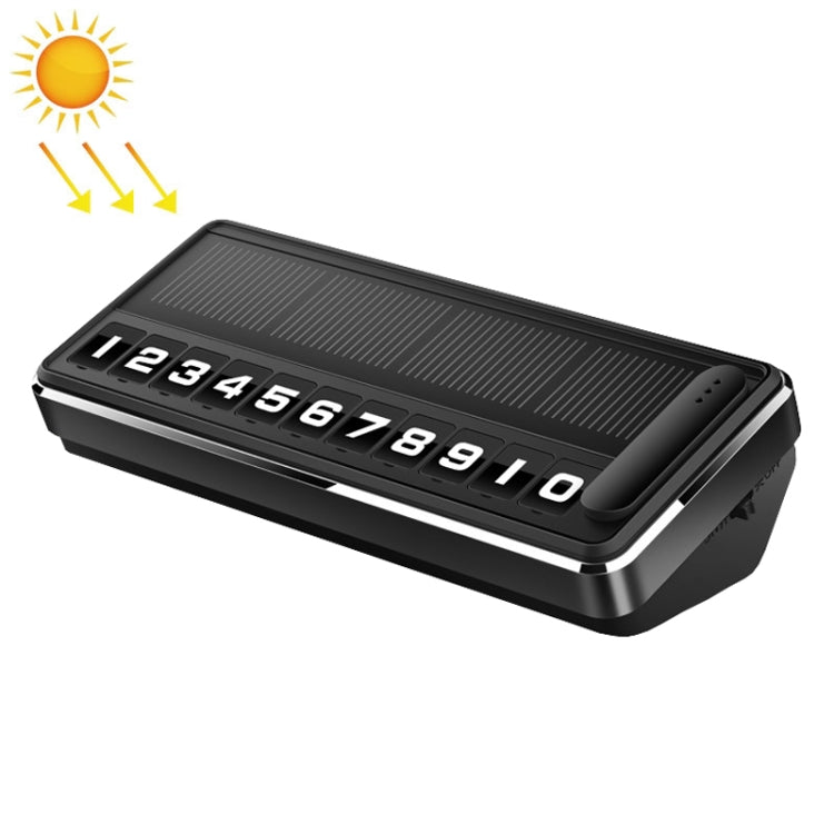 Car Temporary Parking License Plate Solar Rechargeable Luminous Parking Card(Black)