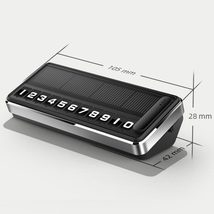 Car Temporary Parking License Plate Solar Rechargeable Luminous Parking Card(Black)