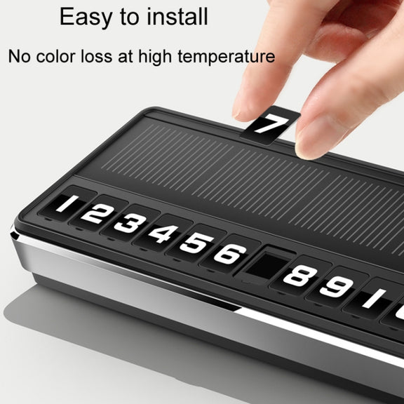 Car Temporary Parking License Plate Solar Rechargeable Luminous Parking Card(Black)