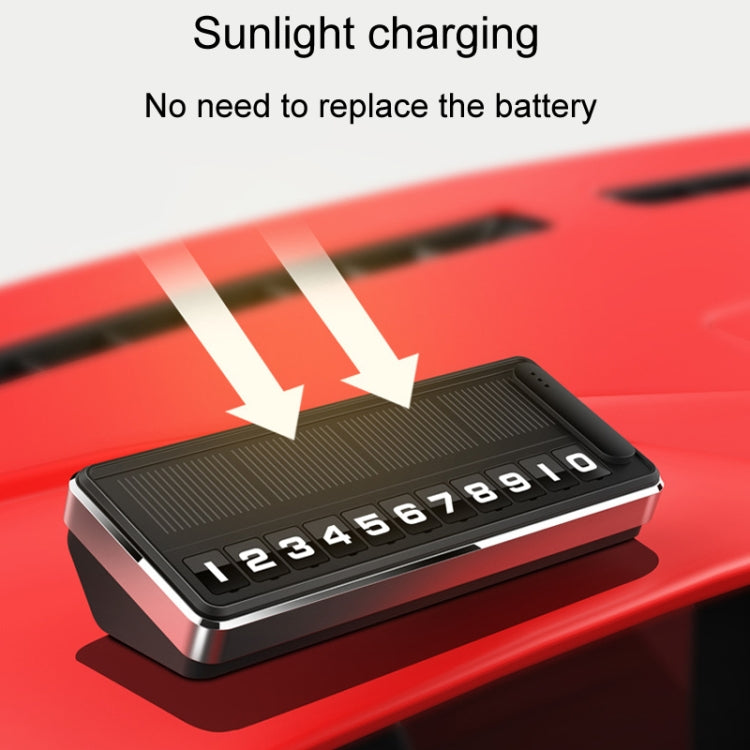 Car Temporary Parking License Plate Solar Rechargeable Luminous Parking Card(Black)