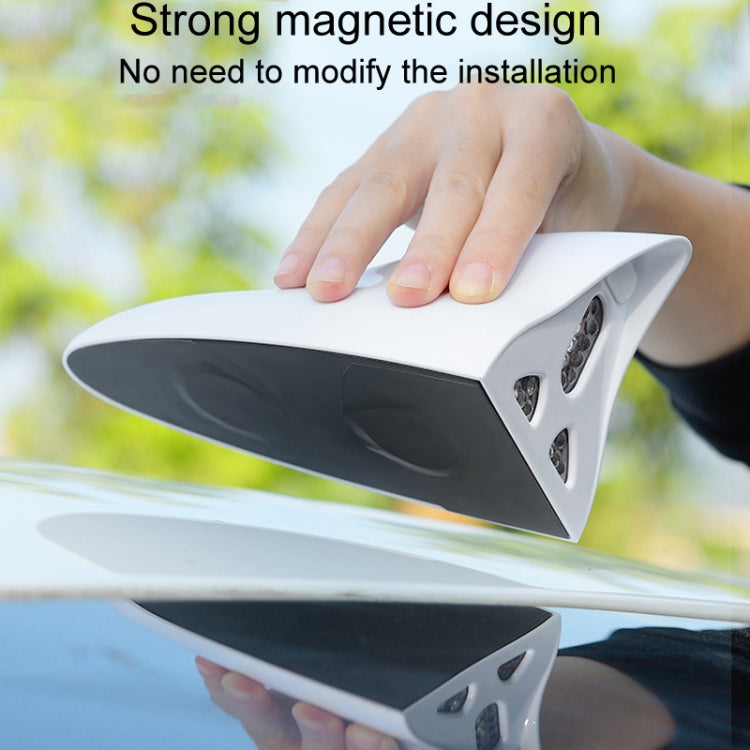 Solar Remote Control Signal Radio Shark Fin Antenna Anti-Tailgating Roof Warning Light(White)