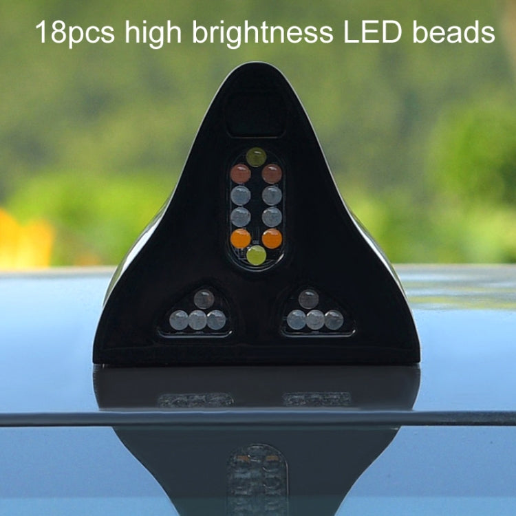 Solar Remote Control Signal Radio Shark Fin Antenna Anti-Tailgating Roof Warning Light(White)