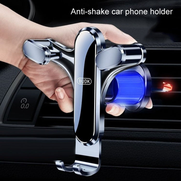 BUDK Triangle Gravity Sensor Car Phone Bracket Car Air Vent Navigation Holder, Model: Bent Suction Cup Base Model