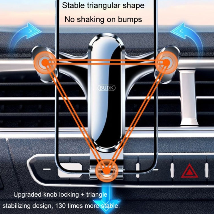 BUDK Triangle Gravity Sensor Car Phone Bracket Car Air Vent Navigation Holder, Model: Suction Cup Base Model