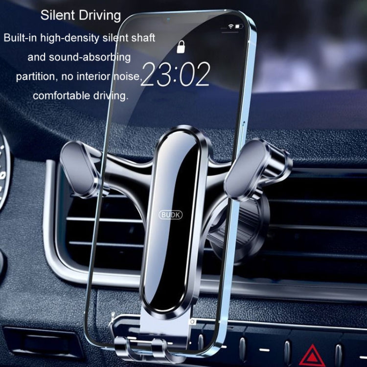BUDK Triangle Gravity Sensor Car Phone Bracket Car Air Vent Navigation Holder, Model: Bent Suction Cup Base Model